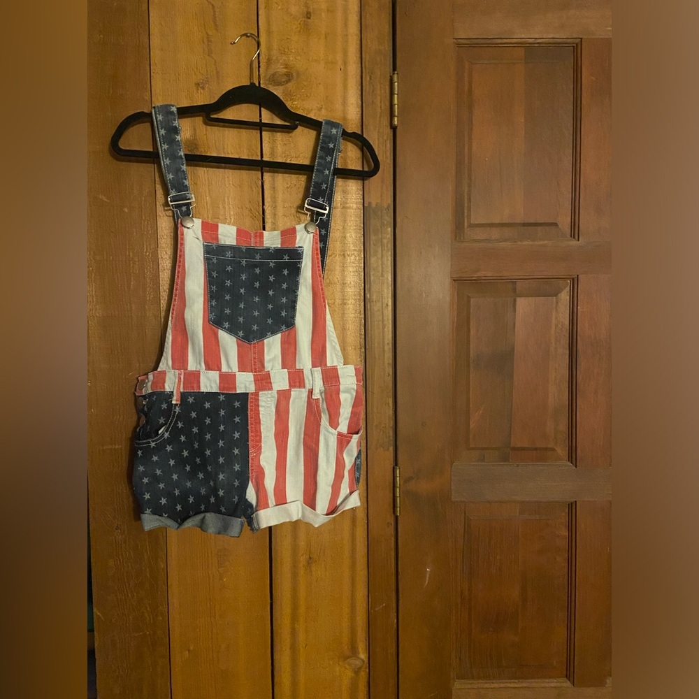 Red, White, and Blue Overall Shorts - Picture 2 of 5